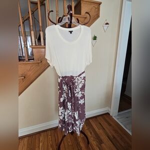 Torrid White and Purple Floral Midi Dress